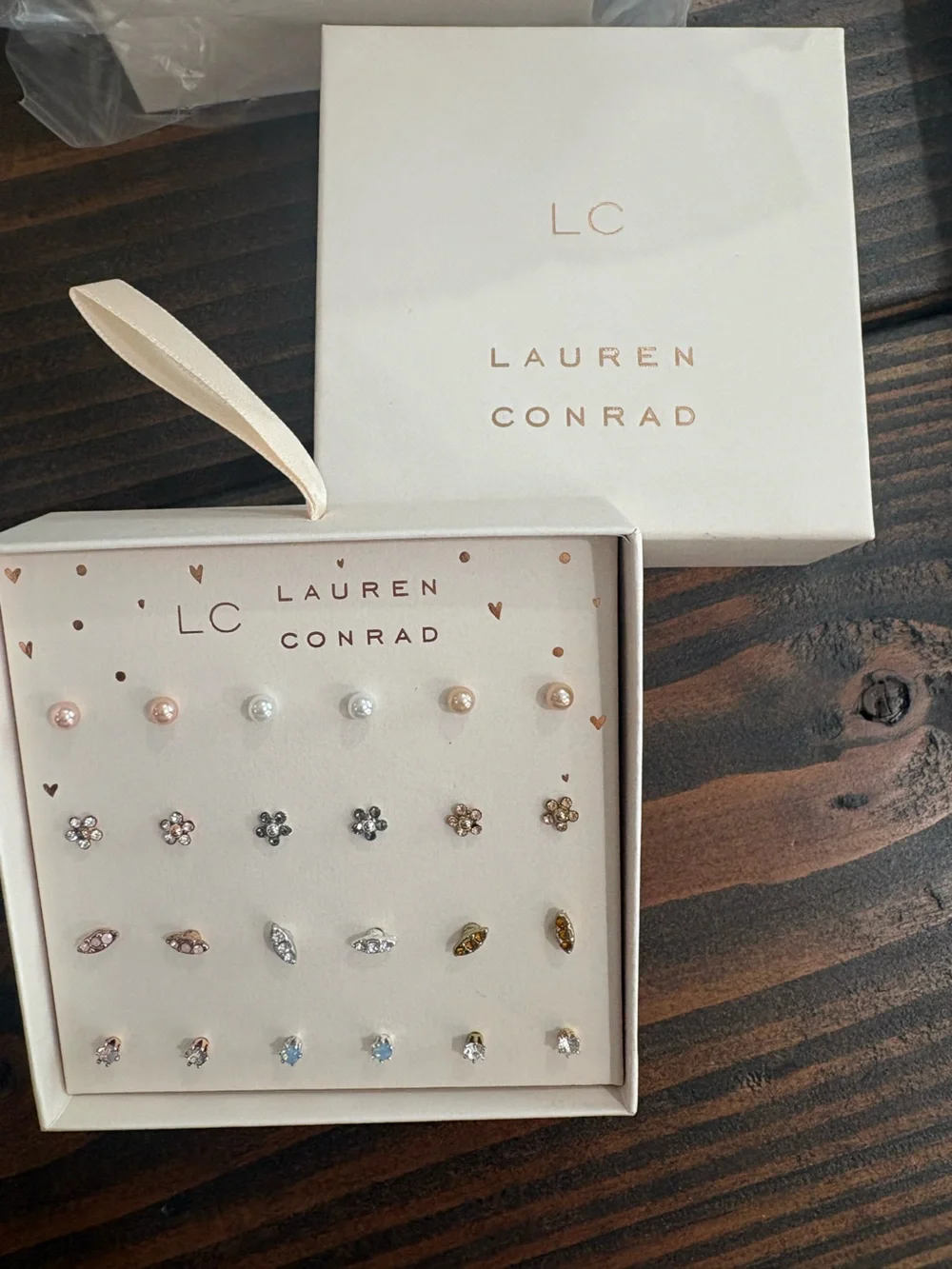 LC Lauren Conrad Pink, Gold, Silver & Pearl Stud Earring Set